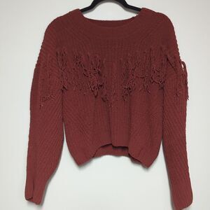 Pink Rose Maroon Cropped Sweater